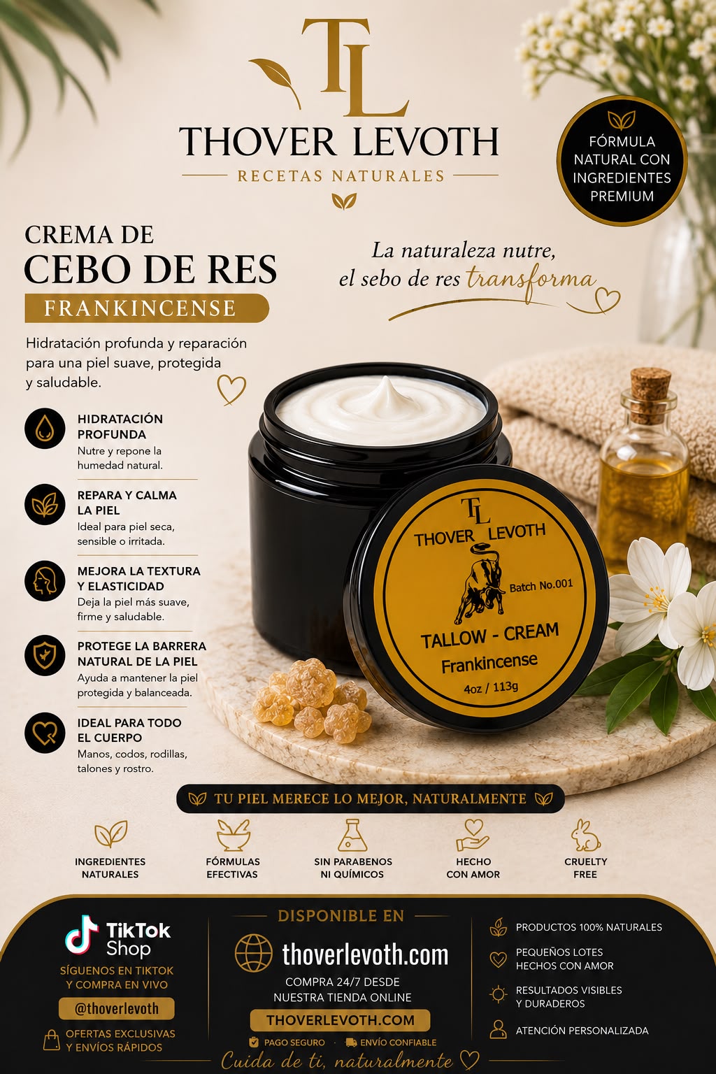 Tallow Cream 4oz Frankincense